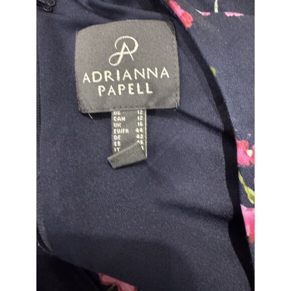 ADRIANNA PAPELL Women Navy Blue Floral Midi Dress 12 - Picture 6 of 7